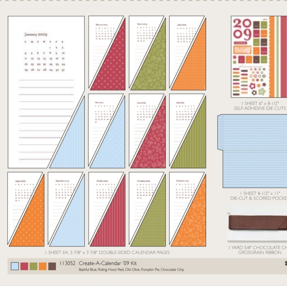 Stampin' Up! Create-A-Calendar Kit 09 113052 Blue Red Pumpkin Pie Chocolate Chip - Picture 2 of 10